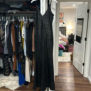 Gorgeous long matte black sequin formal dress